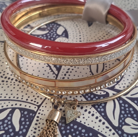 Set of 5 bracelets in gold and rich warms tones - Picture 6 of 6